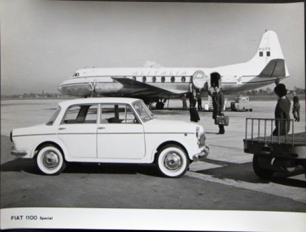 Fiat 1100 Special with Alitalia-Aeroplane 1960 Factoryphoto (6764)